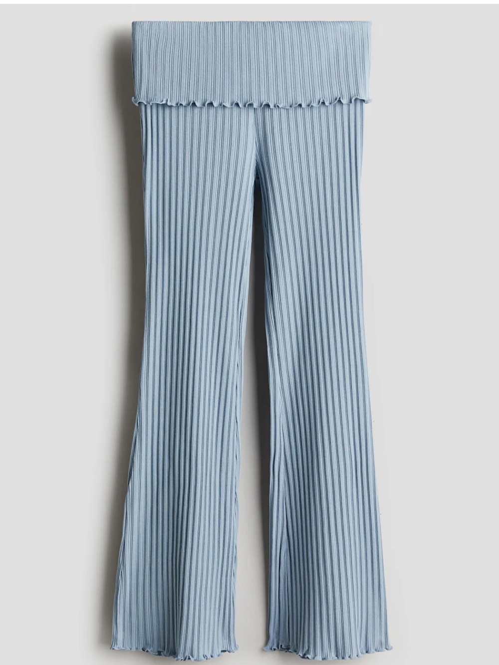 H&M Light Blue Ribbed Flare Jeans with Ruffle Trim